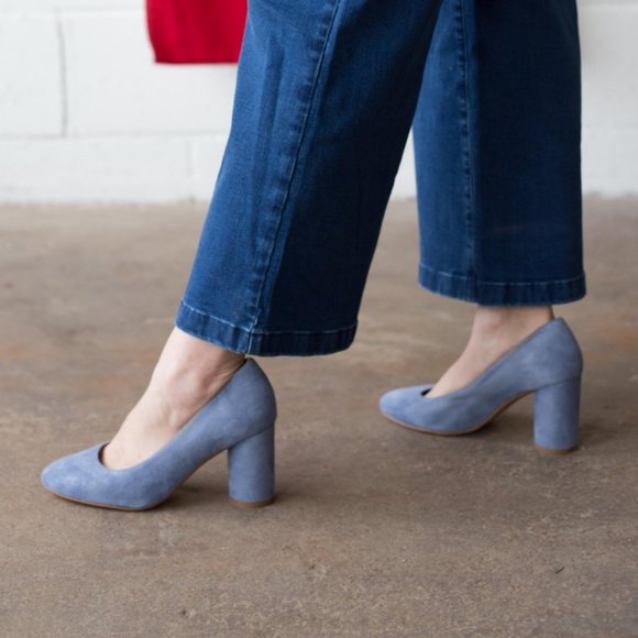 L'Intervalle Shoes - L'Intervalle Anyl Blue Suede Barrel Block Heels 37
